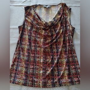 Red sleeveless blouse